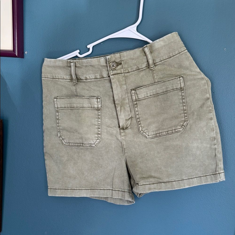 bagatelle Olive Utility Front-Pocket Jean Shorts